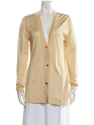 Pre-owned Escada Plunge Neckline Sweater In Yellow