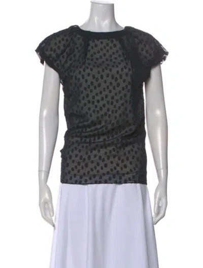 Pre-owned Escada Polka Dot Print Crew Neck Top In Blue
