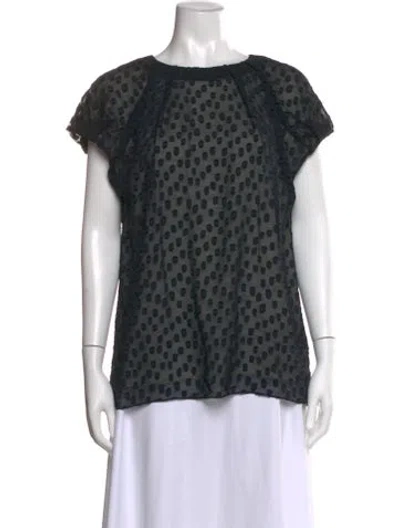 Pre-owned Escada Polka Dot Print Crew Neck Top In Blue