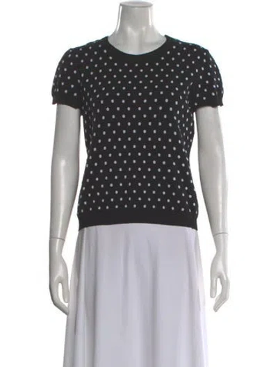 Pre-owned Escada Polka Dot Print Crew Neck Top In Gray