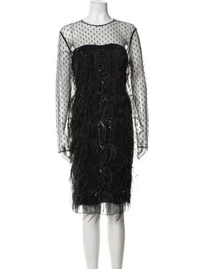 Pre-owned Escada Polka Dot Print Knee-length Dress In Black