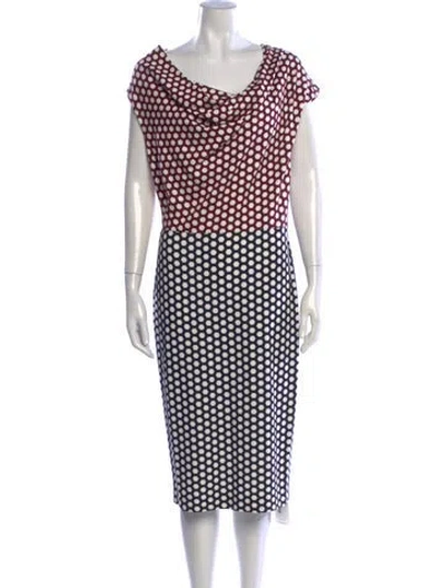 Pre-owned Escada Polka Dot Print Knee-length Dress In Burgundy