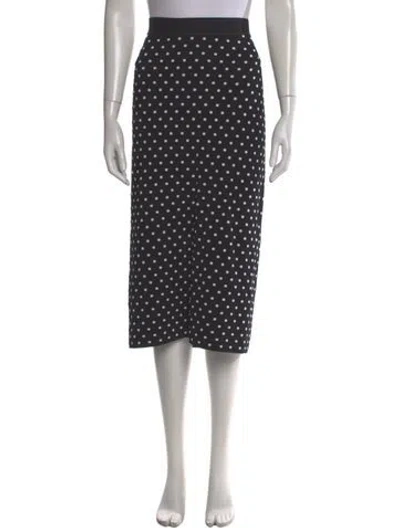 Pre-owned Escada Polka Dot Print Midi Length Skirt In Black