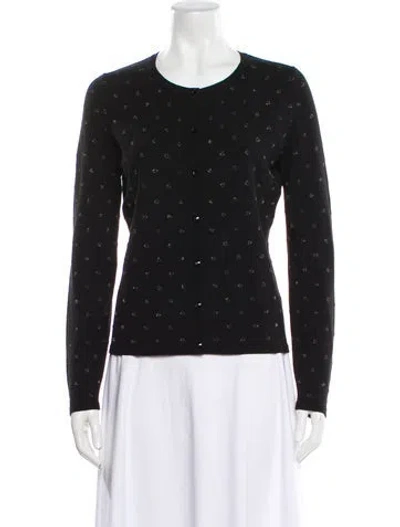 Pre-owned Escada Polka Dot Print Scoop Neck Sweater In Black