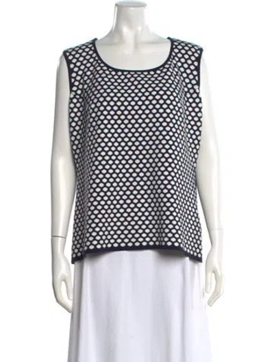 Pre-owned Escada Polka Dot Print Scoop Neck Top In Neutral