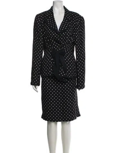 Pre-owned Escada Polka Dot Print Skirt Suit In Black