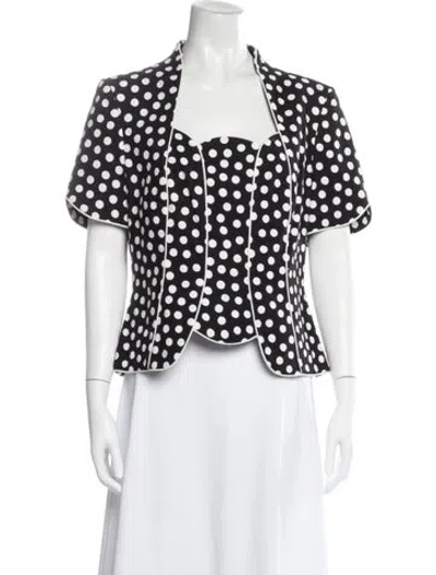 Pre-owned Escada Polka Dot Print Square Neckline Top In Black