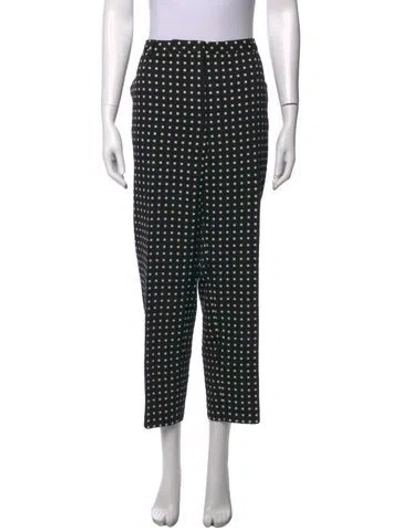 Pre-owned Escada Polka Dot Print Straight Leg Pants In Black