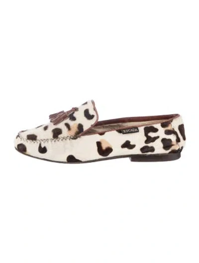 Pre-owned Escada Ponyhair Animal Print Loafers In Neutrals
