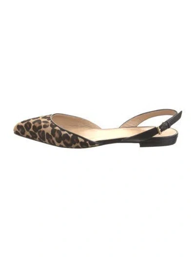 Pre-owned Escada Ponyhair Animal Print Slingback Flats In Neutral