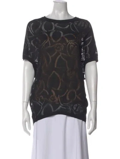 Pre-owned Escada Printed Bateau Neckline T-shirt In Black