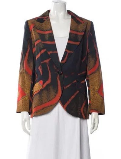 Pre-owned Escada Printed Blazer In Blue