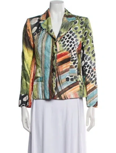 Pre-owned Escada Printed Blazer In Green
