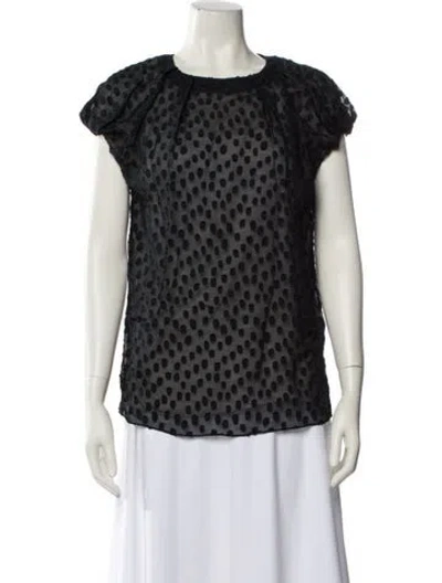 Pre-owned Escada Printed Crew Neck Blouse In Black