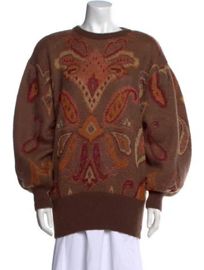 Pre-owned Escada Printed Crew Neck Sweater In Blue