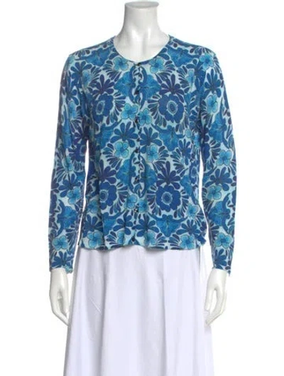 Pre-owned Escada Printed Crew Neck Sweater In Blue