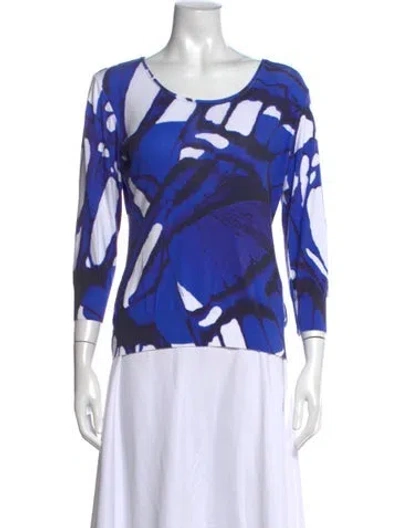 Pre-owned Escada Printed Crew Neck Sweater In Blue