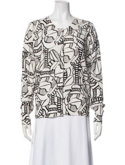 Pre-owned Escada Printed Crew Neck Sweater In White