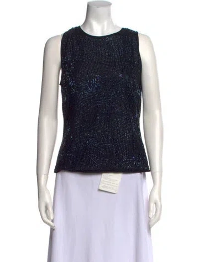 Pre-owned Escada Printed Crew Neck Top In Black