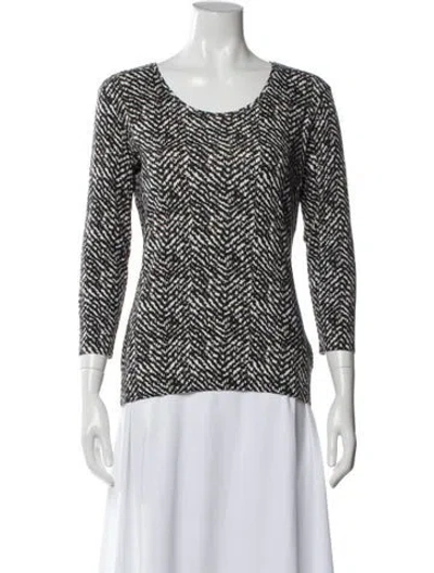 Pre-owned Escada Printed Crew Neck Top In Black