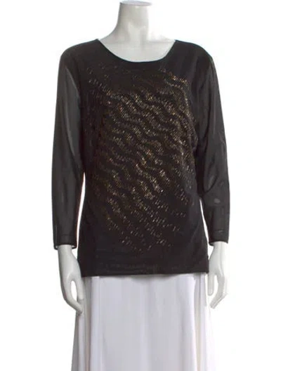 Pre-owned Escada Printed Crew Neck Top In Black