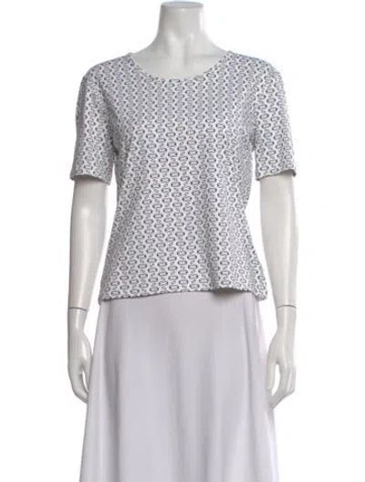 Pre-owned Escada Printed Crew Neck Top In White