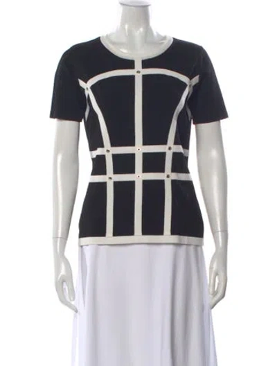 Pre-owned Escada Printed Crew Neck T-shirt In Black