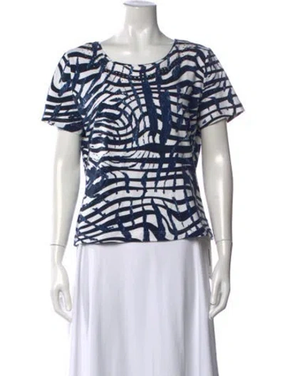 Pre-owned Escada Printed Crew Neck T-shirt In Blue