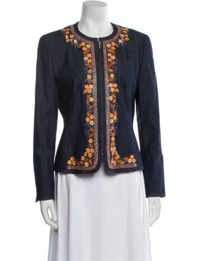 Pre-owned Escada Printed Evening Jacket In Blue