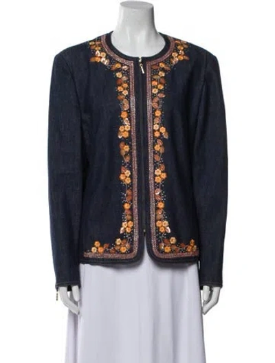 Pre-owned Escada Printed Evening Jacket In Blue