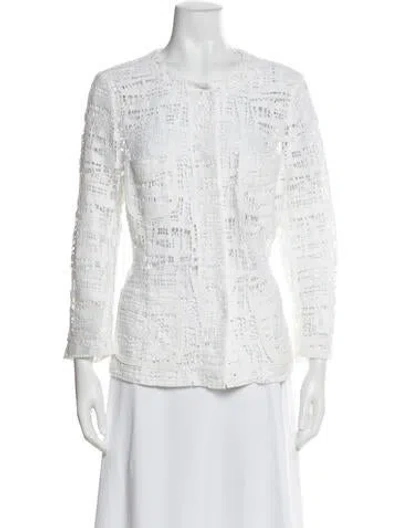 Pre-owned Escada Printed Evening Jacket In White