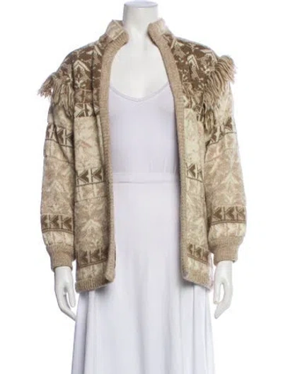 Pre-owned Escada Printed Faux Fur Jacket In Neutral