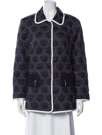 Pre-owned Escada Printed Jacket In Blue