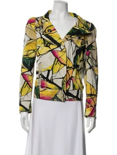 Pre-owned Escada Printed Jacket In Blue/yellow