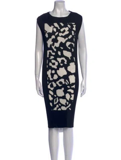 Pre-owned Escada Printed Knee-length Dress In Black