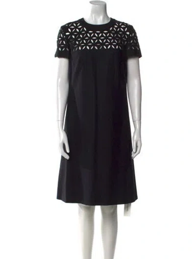 Pre-owned Escada Printed Knee-length Dress In Black
