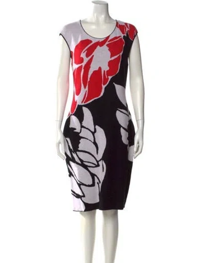 Pre-owned Escada Printed Knee-length Dress In Black