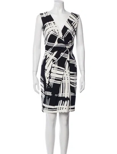 Pre-owned Escada Printed Knee-length Dress In Black