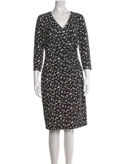 Pre-owned Escada Printed Knee-length Dress In Black