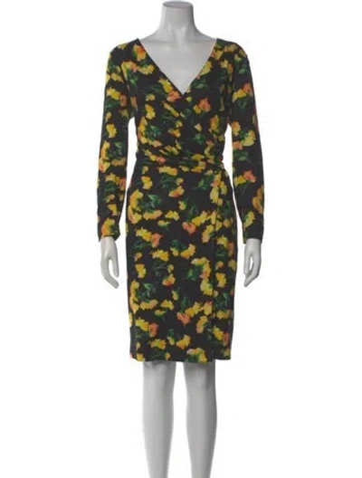Pre-owned Escada Printed Knee-length Dress In Black