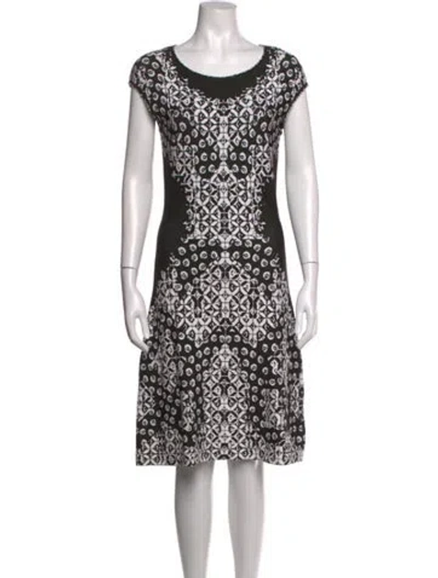 Pre-owned Escada Printed Knee-length Dress In Black