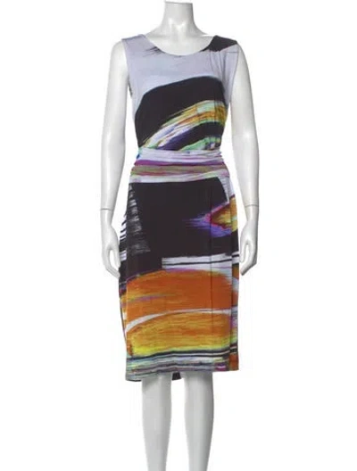 Pre-owned Escada Printed Knee-length Dress In Black