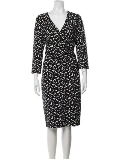 Pre-owned Escada Printed Knee-length Dress In Black