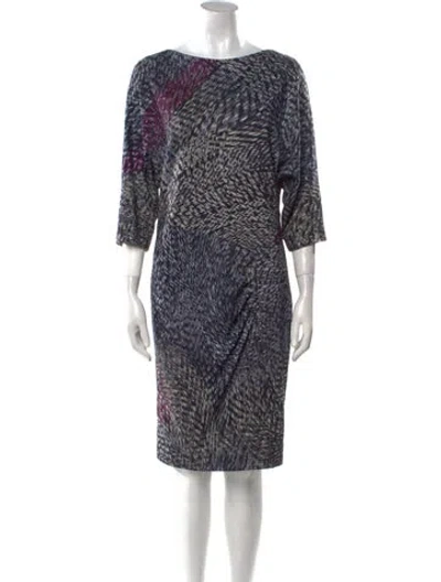 Pre-owned Escada Printed Knee-length Dress In Blue