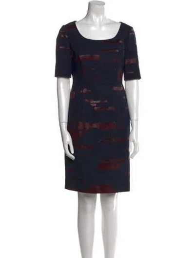 Pre-owned Escada Printed Knee-length Dress In Blue