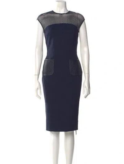 Pre-owned Escada Printed Knee-length Dress In Blue
