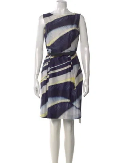 Pre-owned Escada Printed Knee-length Dress In Blue