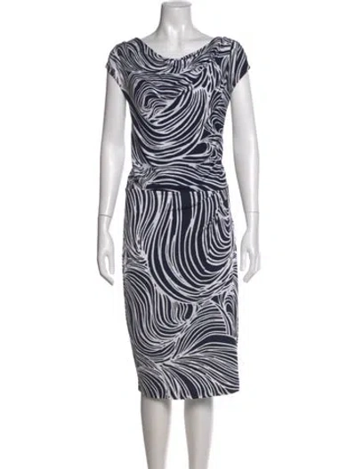 Pre-owned Escada Printed Knee-length Dress In Blue