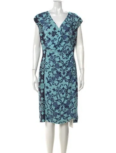 Pre-owned Escada Printed Knee-length Dress In Blue