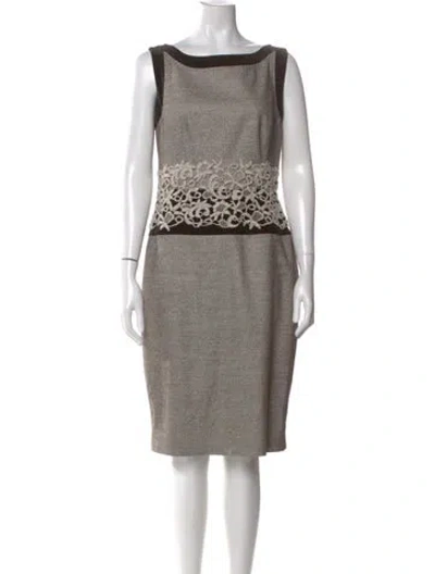 Pre-owned Escada Printed Knee-length Dress In Brown